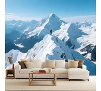 carta da parati 3d 300x210cm Registro Sulla Cima Della Montagna Innevata carta da parati Stampa murale 3D su tela artistica, montaggio senza giunture per pareti del soggiorno EB24-1558