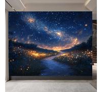 carta da parati 3d 350x260cm Sentiero Del Cielo Notturno carta da parati floreale Pannelli murali in tela senza wallpaper, effetto olio, ideali per zona pranzo EB24-7133