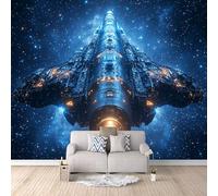 carta da parati 3d 500x280cm Astronave Di Fantascienza carta da parati cucina Arte murale su tela 3D senza giunture visibili, perfetta per la parete della camera matrimoniale EB24-10183