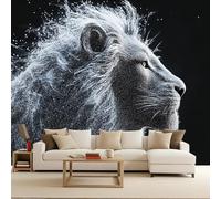 carta da parati 3d 500x280cm Leone Bianco Con La Punta A Stella carta da parati cucina Arte murale su tela 3D senza giunture visibili, perfetta per la parete della camera matrimoniale EB24-6488