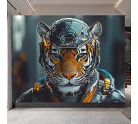 carta da parati 3d 500x280cm Tigre Meccanica Di Fantascienza carta da parati cucina Arte murale su tela 3D senza giunture visibili, perfetta per la parete della camera matrimoniale EB24-4198