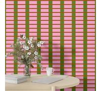 Carta da parati 3D a quadri staccabili e attacca, carta da parati rimovibile, motivo geometrico britannico, carta da parati retrò per armadio, cucina, camera da letto, bagno, 45 x 300 cm, verde e rosa