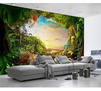 Carta Da Parati 3D Animali Della Giungla Tropicale 200x140cm Fotomurali Decorazione Muro Poster Gigante Design Murali -ZXCHEE-MZ07751