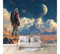 Carta da Parati 3D Astronauta Pianeta Fotomurale Galassie Fototapete 400x280 cm Murales da Parete Tessuto non Tessuto Facile da Installare Adatto per Soggiorno Cucina Carta da Parati Camera da Letto