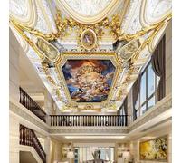 Carta da parati 3D autoadesiva in PVC per soffitti murale in stile europeo con angeli dipinti ad olio rivestimento murale decorativo per soffitti di soggiorno e camera da letto