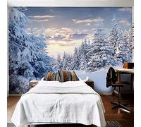 Carta Da Parati 3D Autoadesiva Paesaggio Della Foresta Bianca Della Montagna Della Neve Wall Photo Art Poster Da Parete Adesivi Murali Per Soggiorno Tv Divano A Tema Hotel Corridoio Di Lusso Sfondo P