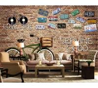 Carta Da Parati 3D Biciclette Retro Targhe Fotomurali Gigante Design Muro Poster Decorazione -ZX03635-400x280cm