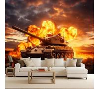 Carta da Parati 3D Carri Armati Veicoli Blindati Tanks Murales 350x256 cm Tessuto Non Tessuto Fotomurale, Moderna Carta Parati Camera da Letto Opaco Wallpaper Per Soggiorno Camera Ragazzi Sala Ufficio