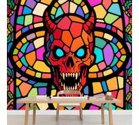 Carta da Parati 3D Carta Da Parati Murale Per Cameretta Scheletro Soggiorno Tv Divano Tema Hotel Vetrate Colorate Pittura Murale Decorazione Per La Casa Murales 450x320cm