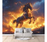 Carta da Parati 3D Cavallo Fulmine Fotomurale Cavallo Fototapete 200x140 cm Murales da Parete Tessuto non Tessuto Facile da Installare Adatto per Soggiorno Cucina Carta da Parati Camera da Letto