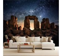 Carta da Parati 3D Cielo Stellato Monolito Tempio Murales 250x175 cm Tessuto Non Tessuto Fotomurale, Moderna Carta Parati Camera da Letto Opaco Wallpaper Per Soggiorno Camera Ragazzi Sala Ufficio