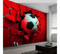 Carta da parati 3D con motivo calcio rotto, carta da parati rossa, in tessuto non tessuto, decorazione per camera da letto, soggiorno, 300 x 210 cm, sfondo decorativo per la stanza dei bambini (non