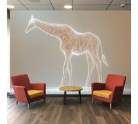 Carta da parati 3d, Design Geometrico Isometrico Giraffa con Macchie Marroni e Griglia Bianca, per Decorazione Soggiorno Camera Sala Scale Ingresso