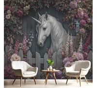 Carta Da Parati 3D Effetto 200X140Cm Fotomurali In Murale Alla Decorazione Da Muro Xxl Poster Gigante Design Soggiorno Cameretta Bianco Rosato Pegaso Della Foresta Creature Magiche