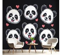 Carta Da Parati 3D Effetto 300X210Cm Fotomurali In Murale Alla Decorazione Da Muro Xxl Poster Gigante Design Soggiorno Cameretta Bianco Nero Amo Il Panda Animali Dei Cartoni Animati