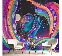 Carta Da Parati 3D Effetto 350X260Cm Fotomurali In Murale Alla Decorazione Da Muro Xxl Poster Gigante Design Soggiorno Cameretta Colore La Signorina Vortex Illustrazioni Psichedeliche