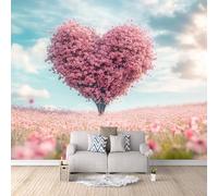 Carta da Parati 3D Effetto Albero Amore Carta Parati Fiori Piante Fotomurale Tessuto non Tessuto Nessun Supporto Adesivo Resistente Impermeabile Facile da Pulire Adatto per Caffè Ufficio 300x256 cm