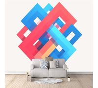 Carta da Parati 3D Effetto Geometria Carta Parati Colorato Astratto Fotomurale Tessuto non Tessuto Nessun Supporto Adesivo Resistente Impermeabile Facile da Pulire Adatto per Caffè Ufficio 300x256 cm