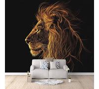 Carta da Parati 3D Effetto Leone Dorato Carta Parati Leone Animale Fotomurale Tessuto non Tessuto Nessun Supporto Adesivo Resistente Impermeabile Facile da Pulire Adatto per Caffè Ufficio 250x175 cm