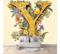 Carta da Parati 3D Effetto Lettera Fiore Carta Parati Arte Moderna Fotomurale Tessuto non Tessuto Nessun Supporto Adesivo Resistente Impermeabile Facile da Pulire Adatto per Caffè Ufficio 250x175 cm