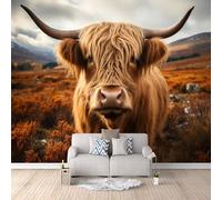 Carta da Parati 3D Effetto Mucca Prateria Carta Parati Animale Fotomurale Tessuto non Tessuto Nessun Supporto Adesivo Resistente Impermeabile Facile da Pulire Adatto per Caffè Ufficio 450x315 cm