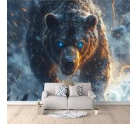Carta da Parati 3D Effetto Orso Fulmine Carta Parati Nuvole Animali Fotomurale Tessuto non Tessuto Nessun Supporto Adesivo Resistente Impermeabile Facile da Pulire Adatto per Caffè Ufficio 250x175 cm