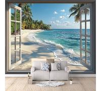 Carta da Parati 3D Effetto Sabbia Mare Carta Parati Paesaggio Fotomurale Tessuto non Tessuto Nessun Supporto Adesivo Resistente Impermeabile Facile da Pulire Adatto per Caffè Ufficio 300x256 cm