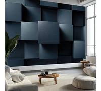 Carta Da Parati 3d Fotomurale Murali 300 x 210 cm, Soggiorno Divano Tv Hotel A Tema Futurismo Corridoio Di Lusso Sfondo Dipinto Cubi Neri Geometria Murale