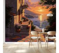 Carta Da Parati 3d Fotomurale Tramonto su una città mediterranea Murali Per Soggiorno Divano Tv Hotel A Tema Corridoio Di Lusso Sfondo Dipinto Murale 200cm (L) X140cm (A)78 x 55 inch