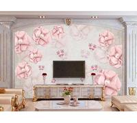 Carta Da Parati 3D Gioielli Fiori Rosa Farfalla Fotomurali Gigante Design Muro Poster Decorazione -ZX18119-200x140cm