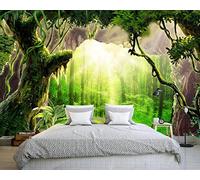 Carta Da Parati 3D Grotta Del Bosco Verde Fotomurali Gigante Design Muro Poster Decorazione -ZX06783-350x250cm