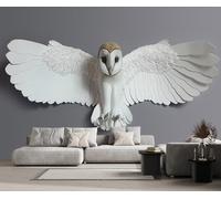 Carta Da Parati 3D Gufo Bianco Fotomurali Gigante Design Muro Poster Decorazione -ZX08364-250x175cm