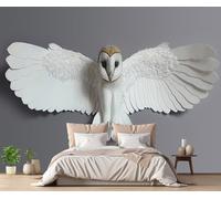 Carta Da Parati 3D Gufo Bianco In Rilievo 350x250cm Fotomurali Poster Gigante Design Murale Decorazione -MIWEI Wallpaper-ZXY-08736