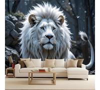 Carta Da Parati 3d leone Carta Da Parati Camera Da Letto Animale retrò 300x210cm Illusione ottica 3D murale decorativo arte murale moderno parete d’accento salotto camera facile da posare