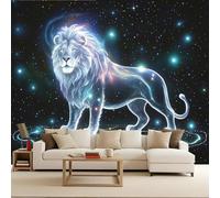 Carta Da Parati 3d Leone Carta Da Parati Camera Da Letto Fantasia misteriosa 250x175cm Illusione ottica 3D murale decorativo arte murale moderno parete d’accento salotto camera facile da posare