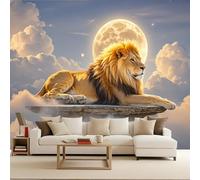 Carta Da Parati 3d leone Carta Da Parati Camera Da Letto Fantasia misteriosa 300x256cm Illusione ottica 3D murale decorativo arte murale moderno parete d’accento salotto camera facile da posare