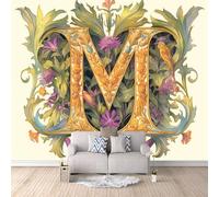 Carta da Parati 3D Lettera Fiore Fotomurale Arte Moderna Fototapete 500x280 cm Murales da Parete Tessuto non Tessuto Facile da Installare Adatto per Soggiorno Cucina Carta da Parati Camera da Letto