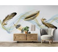 Carta Da Parati 3D Linea Di Piuma Foglia 350x250cm Fotomurali Poster Gigante Design Murale Decorazione -MIWEI Wallpaper-ZXY-03642
