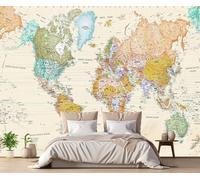 Carta Da Parati 3D Mappa Del Mondo Retro 310x250cm Fotomurali Decorazione Muro Poster Gigante Design Murali -ZXCHEE-MZ01652