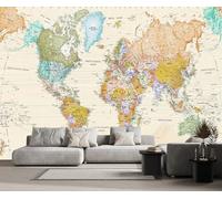 Carta Da Parati 3D Mappa Del Mondo Retro 310x250cm Fotomurali Decorazione Muro Poster Gigante Design Murali -ZXCHEE-MZ04658
