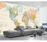 Carta Da Parati 3D Mappa Del Mondo Retro 350x250cm Fotomurali Decorazione Muro Poster Gigante Design Murali -ZXCHEE-MZ07647