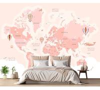 Carta Da Parati 3D Mappa Del Mondo Rosa 200x140cm Fotomurali Decorazione Muro Poster Gigante Design Murali -ZXCHEE-MZ07103