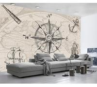 Carta Da Parati 3D Mappa Retro Di Navigazione 400x255cm Fotomurali Decorazione Muro Poster Gigante Design Murali -ZXCHEE-MZ08557
