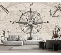 Carta Da Parati 3D Mappa Retro Di Navigazione 400x255cm Fotomurali Decorazione Muro Poster Gigante Design Murali -ZXCHEE-MZ01069