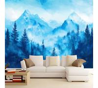 Carta da Parati 3D montagne dei boschi blu 500x280 cm Murale Poster Grande, Carta Parati Fotomurale Stampata 3D per Soggiorno, Camera Letto, Sala Pranzo