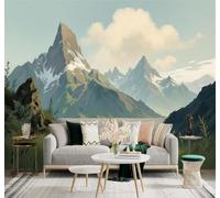 Carta da Parati 3D Montagne Innevate Valli Prati Paesaggi Selvaggi | Texture Decorative e Lussuose Ideali per Uffici Zone Studio Abitazioni Camere da Letto Soggiorni Pareti D'effetto-350cm×256cm