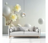 Carta da Parati 3D Non Tessuto Fotomurali Geometria Espansione Dello Spazio Sfera Bianco, Moderno Poster Gigante da Parete 368x254 cm per Camera da Letto e Soggiorno, Decorazione Murale per Casa