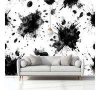 Carta da Parati 3D Non Tessuto Fotomurali Graffiti A Inchiostro Bianco Nero, Moderno Poster Gigante da Parete 368x254 cm per Camera da Letto e Soggiorno, Decorazione Murale per Casa