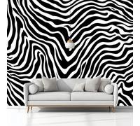 Carta da Parati 3D Non Tessuto Fotomurali Stampa Animalier Stampa Zebra Bianco Nero, Moderno Poster Gigante da Parete 250x175 cm per Camera da Letto e Soggiorno, Decorazione Murale per Casa