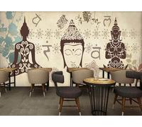Carta Da Parati 3D Nostalgia Ristorante Statue Di Buddha Fotomurali Murale Decorazione Sfondo Custom Wallpaper -songqians-00135-430cmx300cm